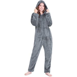Behaaglijke fleece jumpsuit voor dames - eendelige pyjama onesie S-XL