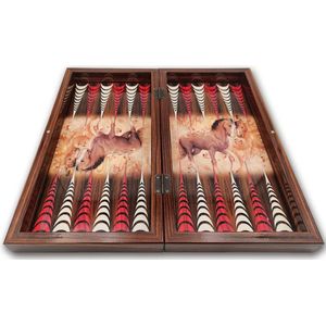 Artwork Backgammon - Prachtige afbeelding van paarden - Houten bordspel - Maat L 42cm - Yenigün Tavla