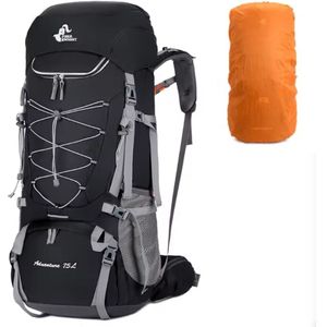 Avoir Avoir®-Hiking Backpack Rugzak - Capaciteit 75L Backpacks-- Kamperen en Wandelen - Zwart - Waterzak uitgang - Ritssluitingszakken - Regenhoes
