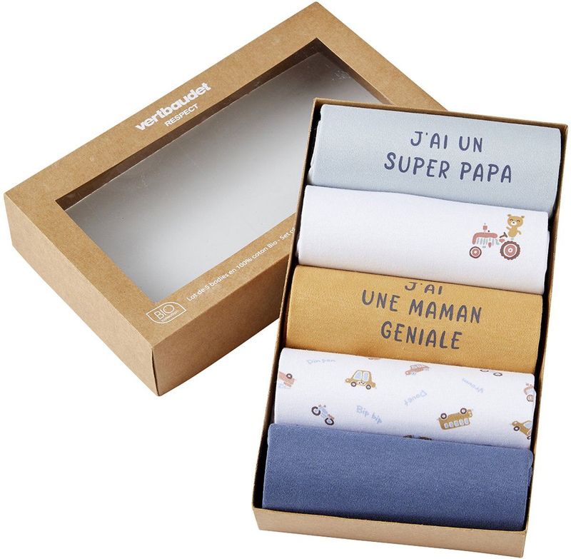 Vertbaudet - Set van 5 Rompers - Korte Mouwen - Biologisch Katoen