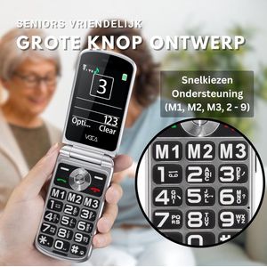 Mobiele Klaptelefoon - V543 - Telefoon voor Senioren - Noodoproep