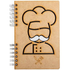 KOMONI - Duurzaam houten Schetsboek - Gerecycled papier - Navulbaar - A6 - Blanco -  Chef