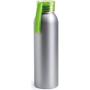 Aluminium drinkfles/waterfles met groene dop 650 ml - Sportfles - Sportbidon