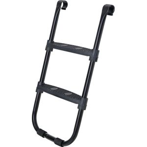 Trampolineladder - antirutsch Leiter für Trampoline - mit Metallgestell und breiten Stufen - schwarz - 6cm x 7cm
