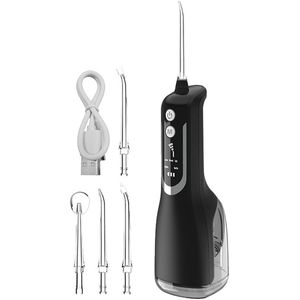 Elektrisch tandenreinigingsapparaat - Waterflosser met 5 standen - Gevoelige tanden reiniger - Voor thuisgebruik - ABS materiaal - Zwart - Compact formaat