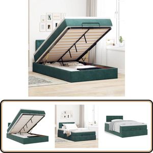 vidaXL Ottoman bed met matras - 120x200 cm - Fluweel groen Ottoman Bed - Boxspring Bed - Tweepersoonsbed - Luxe Bed - Velvet Bed
