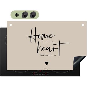KitchenYeah® Inductie beschermer 85x52 cm - Beige - Quote - Home - Heart - Kookplaataccessoires - Afdekplaat voor kookplaat & Spatscherm achterwand - Inductiebeschermer - Inductiemat - Inductieplaat mat - Keuken decoratie