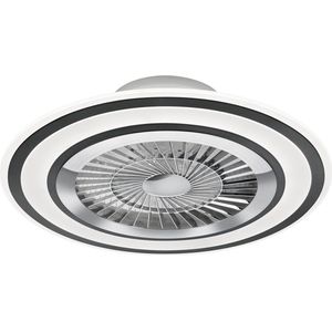 LED Plafondlamp met Ventilator - Plafondventilator - Torna Figon - 36W - Afstandsbediening - Aanpasbare Kleur - Dimbaar - Rond - Mat Zwart - Kunststof