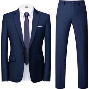Allthemen Tweedelig Herenpak - Enkele knoops Middenspleet Slim Fit - Zakelijke en Avondkleding - S