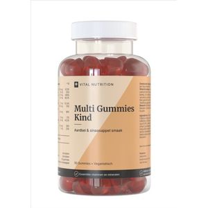 Multi Gummies Kind - Vital Nutrition - Lekkere aardbei & sinaasappel smaak - Vanaf 4 jaar - 100% plantaardig - 50 gummies