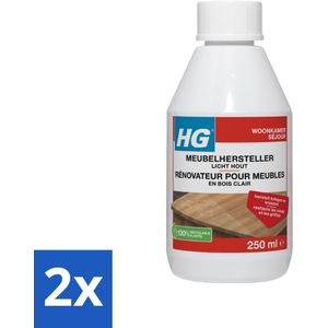 2 x HG Meubelhersteller Licht Hout 250 ml - Meubelhersteller - Houtverzorging - Krassen Verwijderen - Vlekken Verwijderen - Meubels Opknappen