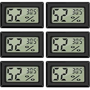 WNHB® Mini thermometer hygrometer digitaal – LCD display – Temperatuur en luchtvochtigheid meter – 6 stuks – -50°C tot +70°C – Voor koelkast aquarium kamer