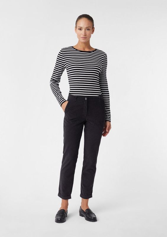 COMMA - Capri Broek - Zwart - Corduroy - 7/8 Lengte - Regular Fit