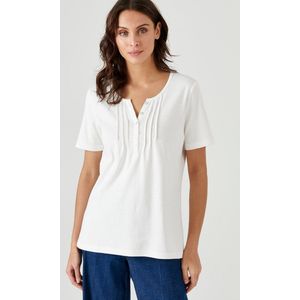 Damart - T-shirt van fijn geribd zuiver katoen - Dames - Wit - XS