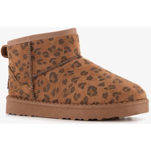 Braqeez gevoerde meisjes boots met panterprint bruin - Maat 30