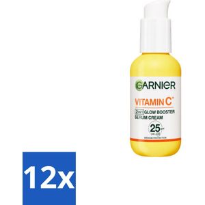 12 x Garnier - SkinActive - Serum Cream - Glow Booster - Vitamine C & SPF 25 - 50 ml - Serum - Vitamine C - Dagcrème - Spf - Anti-pigmentvlekken