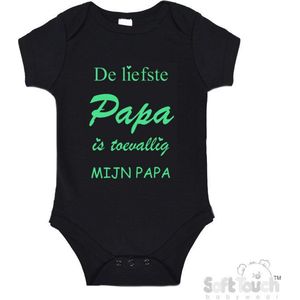 100% katoenen Romper ""De liefste papa is toevallig mijn papa"" Unisex Katoen Zwart/mint Maat 62/68