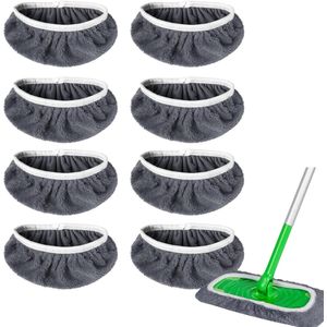 8-Pack herbruikbare microvezel mop pads, wasbare natte pad navullingen, geschikt voor nat en droog gebruik, vloer grijze reinigingsmop hoofd pad navullingen, grijs