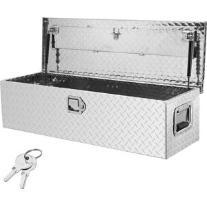 VEVOR 99 x 33 x 25,4 cm Zware Gereedschapskist met Staafprofiel Hoogwaardige Aluminiumlegering , met 2 x Sleutels , voor de Laadbak van een Pick-up Truck , Zilver