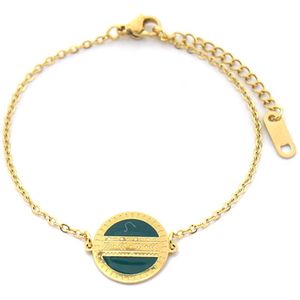 Dielay - Armband Dames - Munt - RVS - Verstelbaar 16-21 cm - Goudkleurig