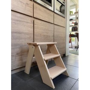 Trendyard houten keukentrap - opstapkrukje hout - keukenkrukje/opstapje - keukentrapje 3 treden - inklapbaar - opvouwbaar - opklapbaar - beukenhout - Scandinavisch design - opstapje volwassenen - keukenkrukken