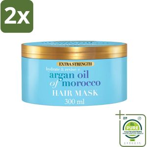 OGX - Argan Oil of Morocco - Haarmasker - Extra Sterk - Voor Beschadigd Haar - 300 ml - Voordeelverpakking - 2 stuks - Haarmasker - Arganolie