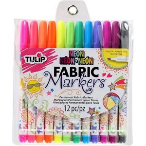 Tulip Permanent fabric markers Fine-writers Neon 12pcs