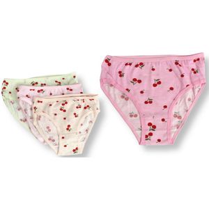 Meisjes slips met kersjes - Zachte kleuren - 4-Pack - 5/6 Jaar