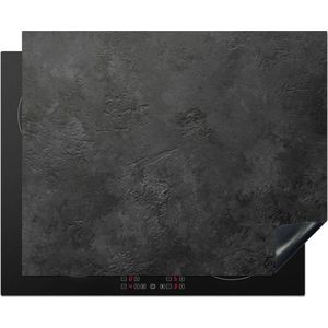 KitchenYeah - Inductiebeschermer - Kookplaat - Beton print - Zwart - Structuur - Betonlook - Inductiemat - 65x52 cm - Inductie fornuis - Afdekplaat inductie