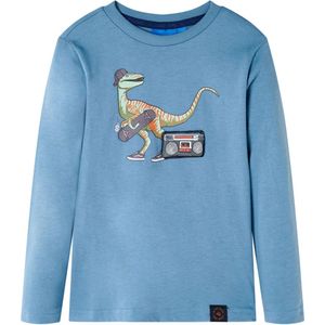 vidaXL-Kindershirt-met-lange-mouwen-dinosaurusprint-128-medium-blauw