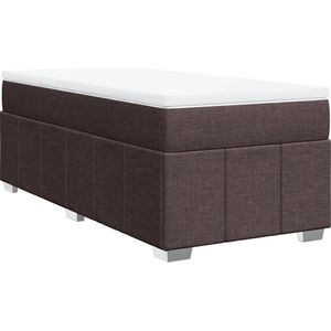 vidaXL - Boxspring - met - matras - stof - donkerbruin - 90x190 - cm