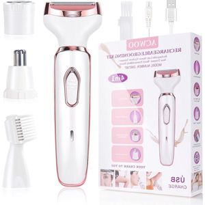 Ladyshave draadloos 4-in-1 elektrisch scheerapparaat voor dames - oplaadbaar - pijnloos - Bikinitrimmer - Nat en droog - ontharen voor gezicht - Benen - Oksel - neus en wenkbrauw scheerapparaat vrouw