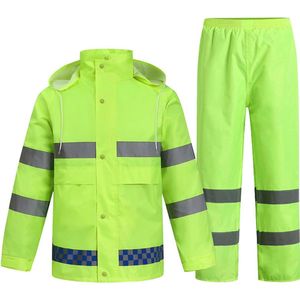 Waterdicht Regenpak voor Heren - 2-delige Set met Longsleeve Jas en Broek, Ademend en Reflecterend