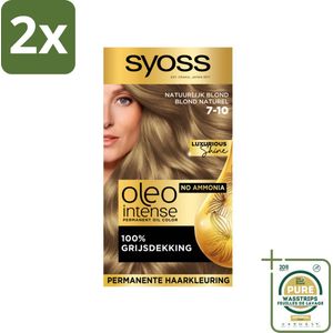 SYOSS - Oleo Intense 7-10 - Haarverf - Permanente Haarkleuring - Natuurlijk blond - Langdurige Kleur - Voordeelverpakking - 2 stuks - Grijsdekking - Ammoniakvrije haarkleur
