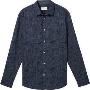 Tom Tailor - Hemd - Maat M - Mannen - 36013 navy grid - katoen