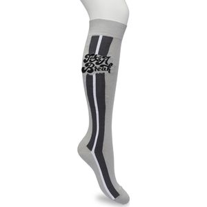 Bonnie Doon Dames Kniekousen Licht Grijs maat 36/42 - Knie Kousen - Streep - Bies - Print - Uitstekend draagcomfort - Take A Break Knee Sock - Kniesokken - Zakt niet af - OEKO-TEX - Lichtgrijs - Light Grey - BP221703.265