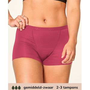 Moodies menstruatie ondergoed - Bamboe Boyshort - gemiddeld/zwaar kruisje - maat M - ruby roze