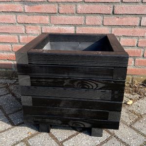 AMISHOUT - Vierkante plantenbak van hout 40x40x36 cm - zwart | bloembak buiten