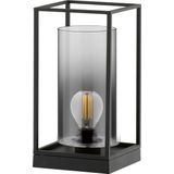 Fischer & Honsel - Tafellamp Samu - 1x E27 max. 40,0 W (excl.) - Zwarte Zandgrond Metaal met Rookglas