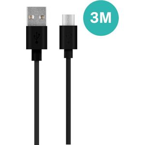 Sinji Micro-USB Oplaad en Data kabel – 5V / 2A Snellaad kabel – Flexibele Sterke Kabel - Oplaadsnoer Telefoon – Playstation - Samsung Galaxy/Note - S4/S5/S6/S7 - Sony - OnePlus – Zwart – 3 Meter