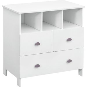 Kamyra® Kast Voor Kinderen - Opbergkast Met Lades - Kinderkast - 3 Lades - Kinderkamer - MDF - Wit, 80x48x82 cm