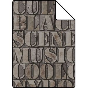 Proefstaal Origin Wallcoverings behang oude ijzeren zetletters roest bruin - 26,5 x 21 cm - 347592-S