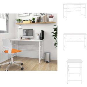 vidaXL Bureau Industriële Stijl - 105 x 55 x 72 cm - Wit - MDF - Gepoedercoat Metaal - Bureau