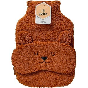 Apollo - Warmwaterkruik - Kruik met hoes - Kruikenzak - Met slaapmasker - Baby - Teddy - Bruine beer