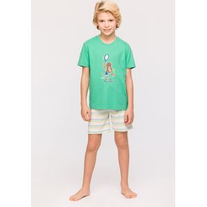Woody pyjama jongens/heren - groen - leeuw - 241-10-PSS-S/734 - maat 140