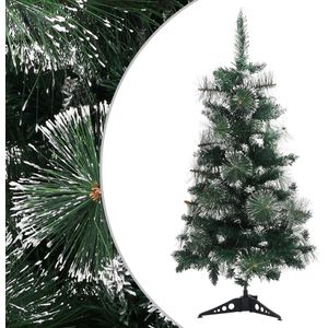 The Living Store Kerstboom Kunststof - 90 cm - PVC takken - Sneeuweffect - Stabiele basis - Herbruikbaar - Groen en wit