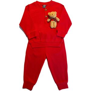 baby kledingset met knuffel, 12 maanden, maat 80 cm, rood