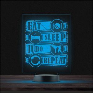 Led Lamp Met Gravering - RGB 7 Kleuren - Eat Sleep Judo Repeat