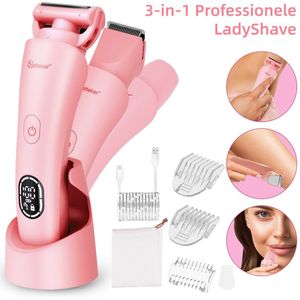 Hatteker 3-in-1 Ladyshave voor Vrouwen – Dames Scheerapparaat – Epileerapparaat – Trimmer voor Benen, Bikinilijn en Oksels – Epilator – Waterdicht IPX7 – Roze