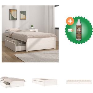 vidaXL Bedframe met lades wit 75x190 cm 2FT6 Small Single - Bed - Inclusief Houtreiniger en verfrisser